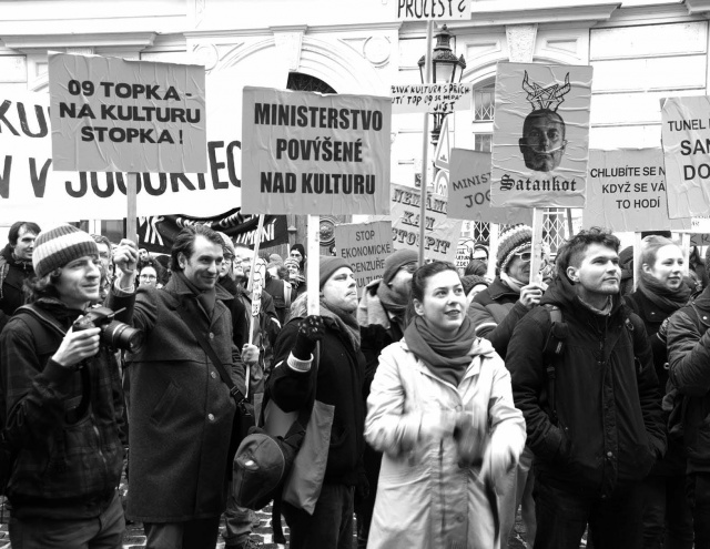 Demonstrace proti likvidaci živé kultury, Praha, Maltézské náměstí 14. 2. 2013, foto Helena Račková